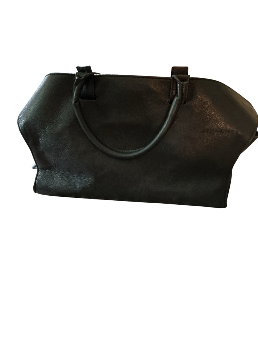 Spacious Black Leather Tote Bag with Double Handles